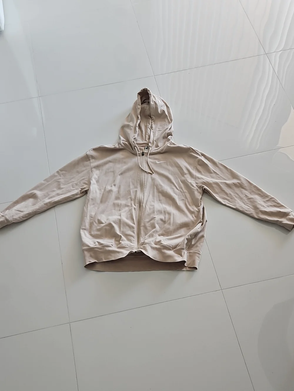 Nike Beige Full-Zip Hooded Sweatshirt